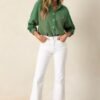 Carolina Chic Cotton Green Button Front Top