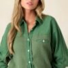 Carolina Chic Cotton Green Button Front Top