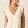 Behind Blue Eyes Light Beige Sweater Vest