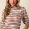 Be There For You Grey Stripe Short Sleeve Sweater