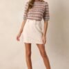 Be There For You Grey Stripe Short Sleeve Sweater
