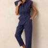 But A Dream Navy 100% Cotton Cargo Jumpsuit
