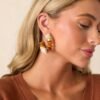 Bell Bottom Blues Brown Beaded Hoop Earrings