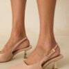 By All Accounts Beige Faux Leather Pointed Toe Kitten Heels