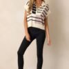 Bold Bands Beige Stripe Half-Zip Sleeveless Sweater