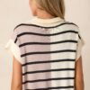 Bold Bands Beige Stripe Half-Zip Sleeveless Sweater