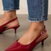 Celestial Dreams Burgundy Pointed-Toe Slingback Kitten Heels