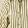Bridge Over Water Olive Green Stripe Button Front Top