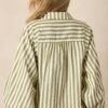 Bridge Over Water Olive Green Stripe Button Front Top