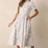 Believe It Cotton Light Grey Toile Maxi Dress
