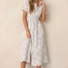 Believe It Cotton Light Grey Toile Maxi Dress