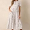 Believe It Cotton Light Grey Toile Maxi Dress