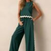 Breezy Charm Hunter Green Ricrac Pants