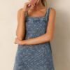 Caught Up Medium Wash Denim Mini Shift Dress