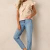 Can't Stop Me Beige Ruffle Sleeve Bow Top