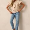 Can't Stop Me Beige Ruffle Sleeve Bow Top
