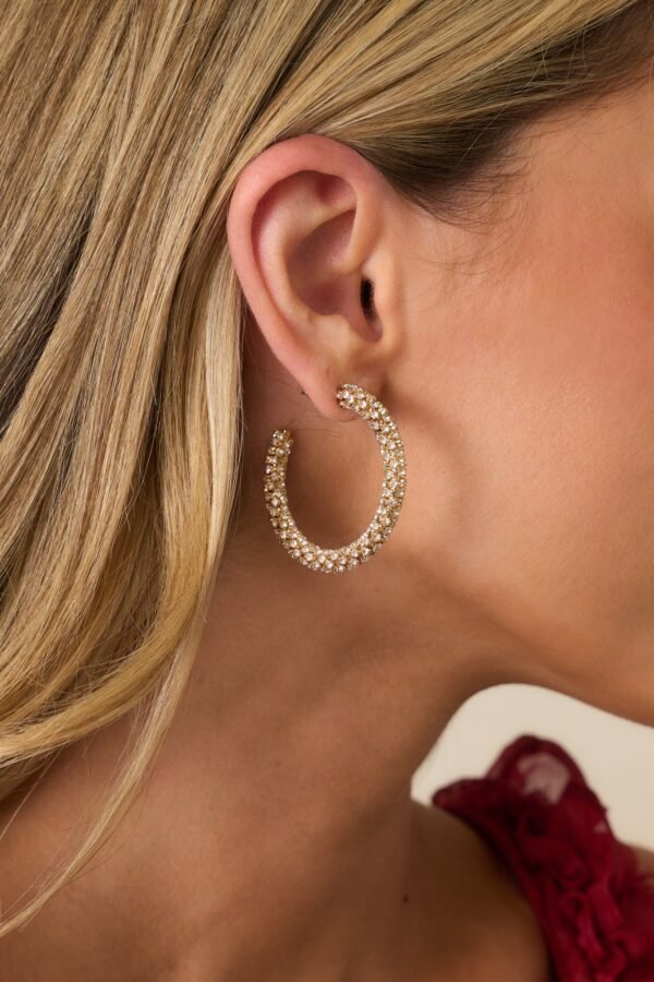 Been A Long Time Coming Gold Rhinestone Hoop Earrings