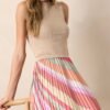 Celestial Cascade Taupe Multi Pleated Midi Dress