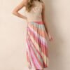 Celestial Cascade Taupe Multi Pleated Midi Dress