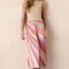 Celestial Cascade Taupe Multi Pleated Midi Dress