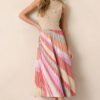 Celestial Cascade Taupe Multi Pleated Midi Dress