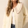 Caf?? Conversations Ivory Embroidered Quilted Jacket