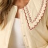 Caf?? Conversations Ivory Embroidered Quilted Jacket