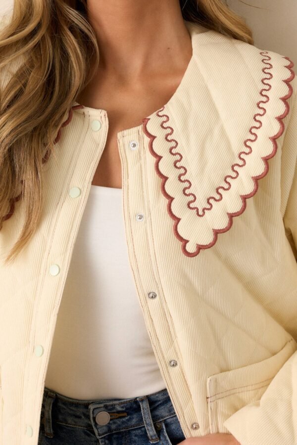 Caf?? Conversations Ivory Embroidered Quilted Jacket