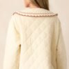 Caf?? Conversations Ivory Embroidered Quilted Jacket