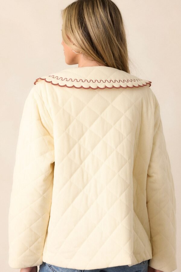 Caf?? Conversations Ivory Embroidered Quilted Jacket