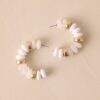 Bell Bottom Blues White Beaded Hoop Earrings