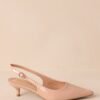 Celestial Dreams Nude Pointed-Toe Slingback Kitten Heels