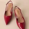 Celestial Dreams Burgundy Pointed-Toe Slingback Kitten Heels