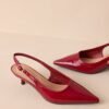 Celestial Dreams Burgundy Pointed-Toe Slingback Kitten Heels