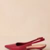 Celestial Dreams Burgundy Pointed-Toe Slingback Kitten Heels