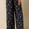 Calming Energy Navy Floral Print Wide Leg Drawstring Pants