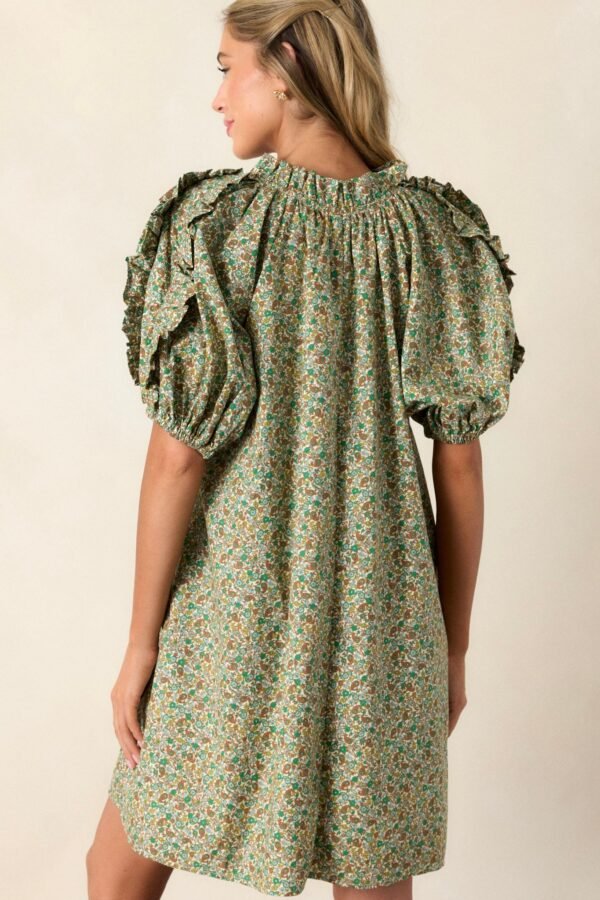 Can't Replace You Green 100% Cotton Puff Sleeve Mini Dress