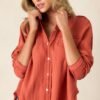 Carolina Chic Orange Gauze Button Front Top