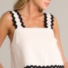 Bold Elegance Beige Ricrac Tank Top