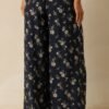 Calming Energy Navy Floral Print Wide Leg Drawstring Pants