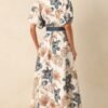 Aylaya Ivory Multi Floral Print Linen Blend Sorrento Maxi Dress
