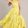 Be Blissfully Happy Yellow Floral Halter Maxi Dress