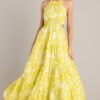 Be Blissfully Happy Yellow Floral Halter Maxi Dress
