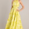Be Blissfully Happy Yellow Floral Halter Maxi Dress