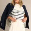 Be Brave Navy Striped Knitted Sweater Top