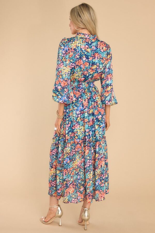 Be Prepared Teal Multi Print Maxi Dress