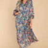 Be Prepared Teal Multi Print Maxi Dress