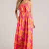 Beach Bliss Hot Pink & Orange Tropical Print Strapless Jumpsuit
