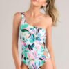 Beach Breeze Teal Multi Print One Piece Swimsuit
