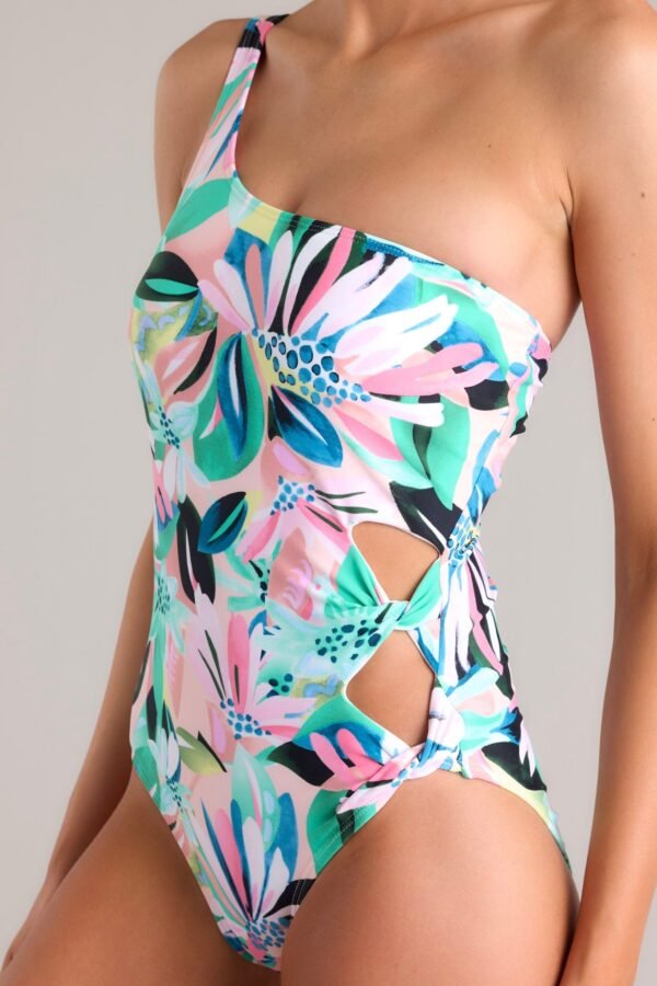 Beach Breeze Teal Multi Print One Piece Swimsuit
